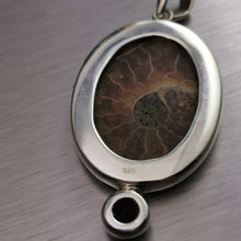 Load image into Gallery viewer, Oval Ammonite Pendant, 925 Sterling Silver