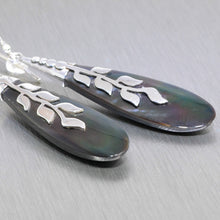 Load image into Gallery viewer, Blacklip Shell Long Sterling Silver Earrings.