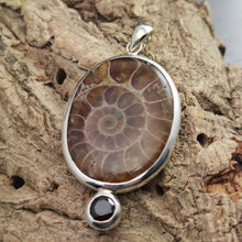 Load image into Gallery viewer, Oval Ammonite Pendant, 925 Sterling Silver