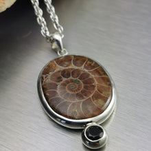Load image into Gallery viewer, Oval Ammonite Pendant, 925 Sterling Silver