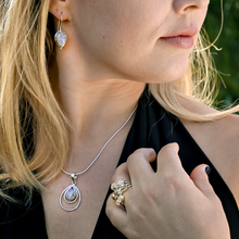 Load image into Gallery viewer, Rainbow Moonstone Teardrop Necklace. 92.5% Sterling Silver