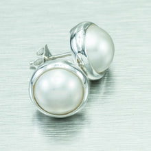 Load image into Gallery viewer, Large White Mabe Pearl Stud Earrings, 925 Sterling Silver