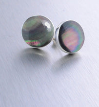 Load image into Gallery viewer, Large Round Blacklip Stud Earrings, 925 Sterling Silver.