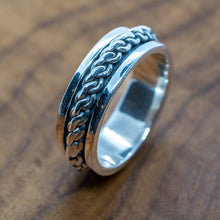 Load image into Gallery viewer, Mens sterling silver spinner ring