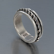 Load image into Gallery viewer, Mens sterling silver spinner ring