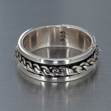 Load image into Gallery viewer, Mens sterling silver spinner ring