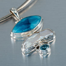 Load image into Gallery viewer, Larimar, Biwa Pearl and Blue Topaz Sterling Silver Pendant