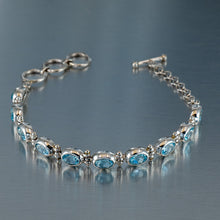 Cargar imagen en el visor de la galería, Pulsera de Topacio Azul y Ópalo. Plata de Ley 925