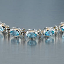 Cargar imagen en el visor de la galería, Pulsera de Topacio Azul y Ópalo. Plata de Ley 925
