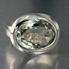 Load image into Gallery viewer, Huge Oval, Green Amethyst Sterling Silver Ring