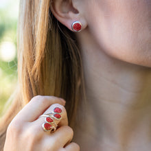 Load image into Gallery viewer, Coral Round Stud Earrings, 925 Sterling Silver