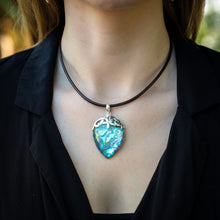 Load image into Gallery viewer, Large Pear Shape Paua Shell Pendant, 925 Sterling Silver