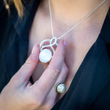 Load image into Gallery viewer, Mother of Pearl Art Deco Pendant,925 Sterling Silver