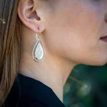 Load image into Gallery viewer, Large Framed Hoop Mother of Pearl Earrings, 925 Sterling Silver