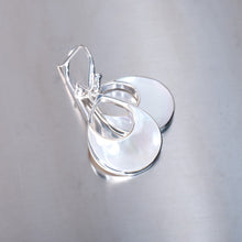 Load image into Gallery viewer, Mother of Pearl Hoop Earrings, Sterling Silver.