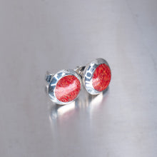 Load image into Gallery viewer, Coral Round Stud Earrings, 925 Sterling Silver