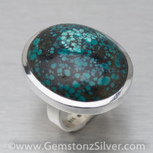 Load image into Gallery viewer, Large Oval Turquoise Ring, 925 Sterling Silver.