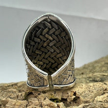 Load image into Gallery viewer, Long Silver Weaved Adjustable Ring, 925 Sterling Silver