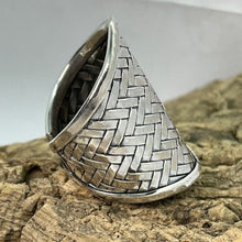 Load image into Gallery viewer, Long Silver Weaved Adjustable Ring, 925 Sterling Silver