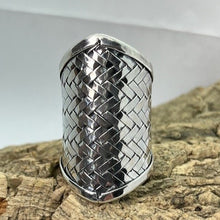 Load image into Gallery viewer, Long Silver Weaved Adjustable Ring, 925 Sterling Silver