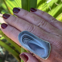 Load image into Gallery viewer, Huge Adjustable Agate Ring, 925 Sterling Silver