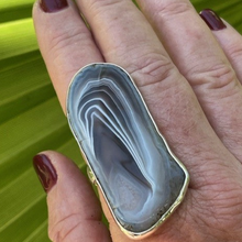 Load image into Gallery viewer, Huge Adjustable Agate Ring, 925 Sterling Silver