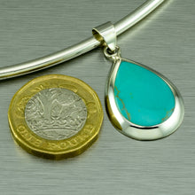 Load image into Gallery viewer, Turquoise Shell Teardrop Pendant. 92.5% sterling silver