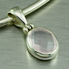 Load image into Gallery viewer, Oval faceted, Rose Quartz hinged pendant