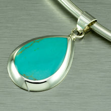Load image into Gallery viewer, Turquoise Shell Teardrop Pendant. 92.5% sterling silver