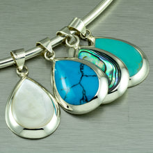 Load image into Gallery viewer, Turquoise Shell Teardrop Pendant. 92.5% sterling silver