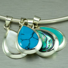 Load image into Gallery viewer, Sterling silver Abalone Inlay Teardrop Pendant