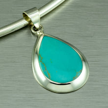 Load image into Gallery viewer, Turquoise Shell Teardrop Pendant. 92.5% sterling silver