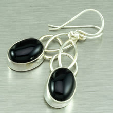 Load image into Gallery viewer, Long Onyx silver earrings
