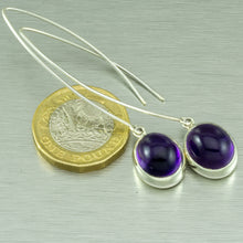 Load image into Gallery viewer, Amethyst Cabochon and Pearl sterling silver earrings