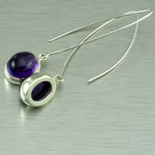 Load image into Gallery viewer, Amethyst Cabochon and Pearl sterling silver earrings