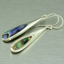 Load image into Gallery viewer, Long abalone inlay silver earrings