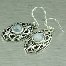 Load image into Gallery viewer, Moonstone Filigree Oval Earrings