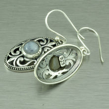 Load image into Gallery viewer, Moonstone Filigree Oval Earrings