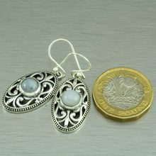 Load image into Gallery viewer, Moonstone Filigree Oval Earrings
