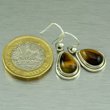 Load image into Gallery viewer, Tigers-eye teardrop earrings