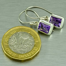 Cargar imagen en el visor de la galería, Amethyst 'emerald-cut' silver earrings