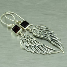 Load image into Gallery viewer, Garnet Angel-Wing Earrings, 925 Sterling Silver