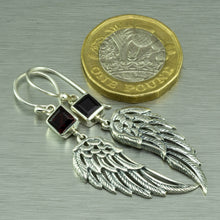 Load image into Gallery viewer, Garnet Angel-Wing Earrings, 925 Sterling Silver