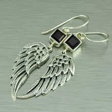 Load image into Gallery viewer, Garnet Angel-Wing Earrings, 925 Sterling Silver
