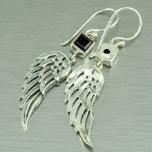 Load image into Gallery viewer, Garnet Angel-Wing Earrings, 925 Sterling Silver