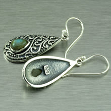 Load image into Gallery viewer, Labradorite Filigree Teardrop Earrings