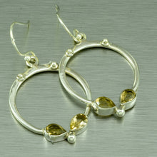 Load image into Gallery viewer, Citrine hoop sterling silver earrings