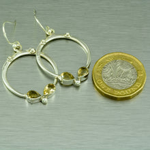 Load image into Gallery viewer, Citrine hoop sterling silver earrings