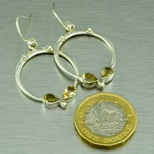 Load image into Gallery viewer, Citrine hoop sterling silver earrings