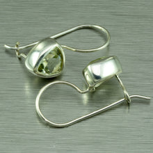 Load image into Gallery viewer, Green amethyst trillion cut silver earrings